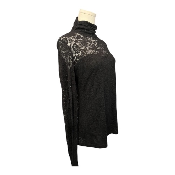 🆕 ✨ NWT Patty Boutik Black Lace High Neck Long Sleeve Blouse | Size XL - Picture 3 of 8